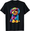 Rainbow Cute Dog Wearing Glasses Heart Puppy Love Dog Funny T-Shirt