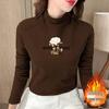 Women's Velvet Semi-High Neck Thickened Base Layer Top for Autumn and Winter