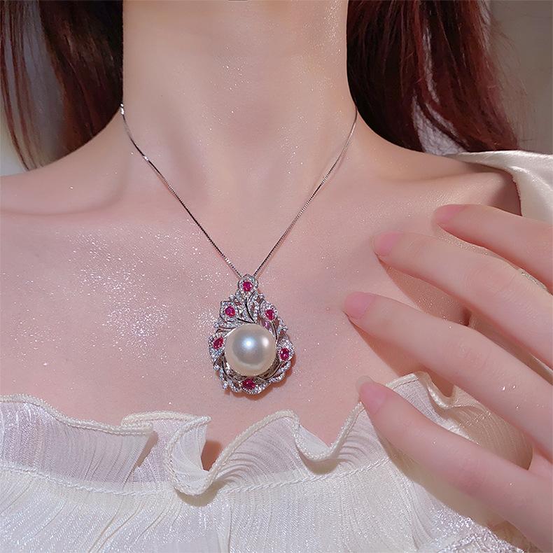 Jewelry Live Broadcast Imitation Pearl Necklace New Tahitian Mother Of Inlaid Gemstone Pendant Women's
