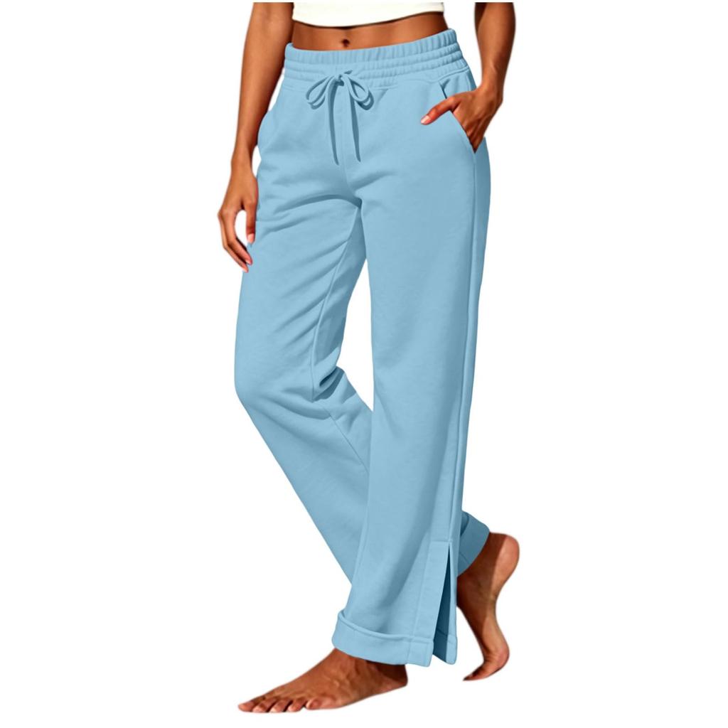 Women's High Waist Casual Pants with Pockets Color Relaxed Fit for Everyday Wear