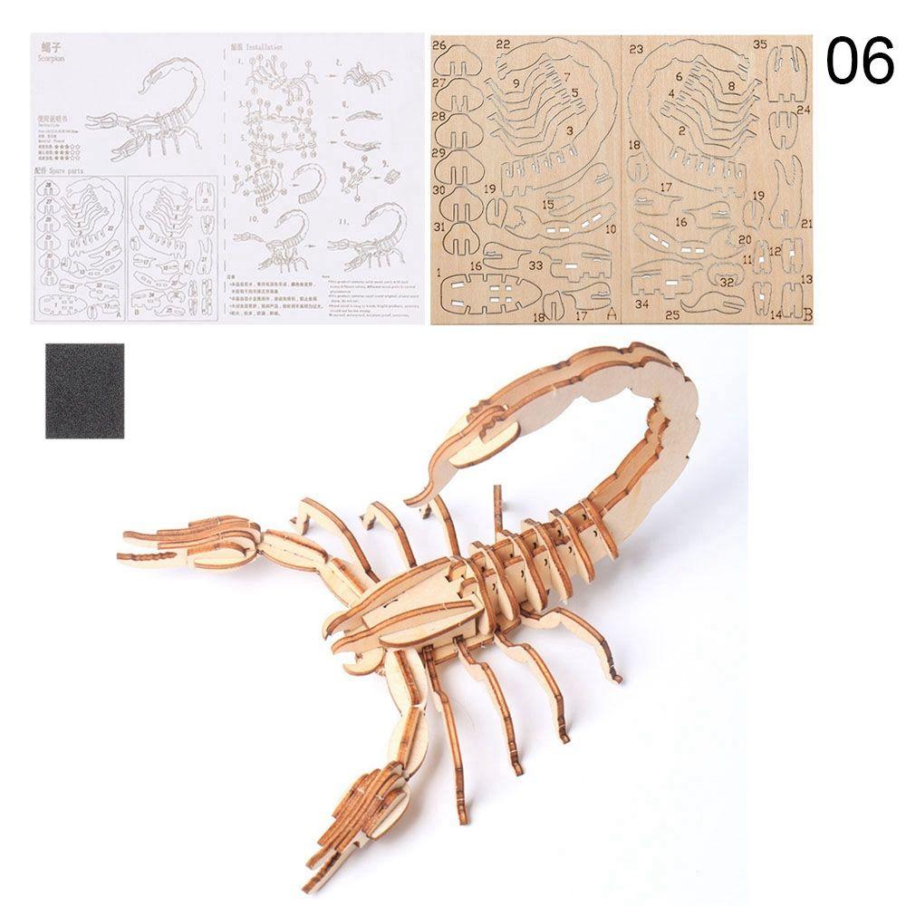 Assembly Toy Handmade Wooden Puzzle Wood Insect Animal DIY Jigsaw Board Montessori 3D Puzzle
