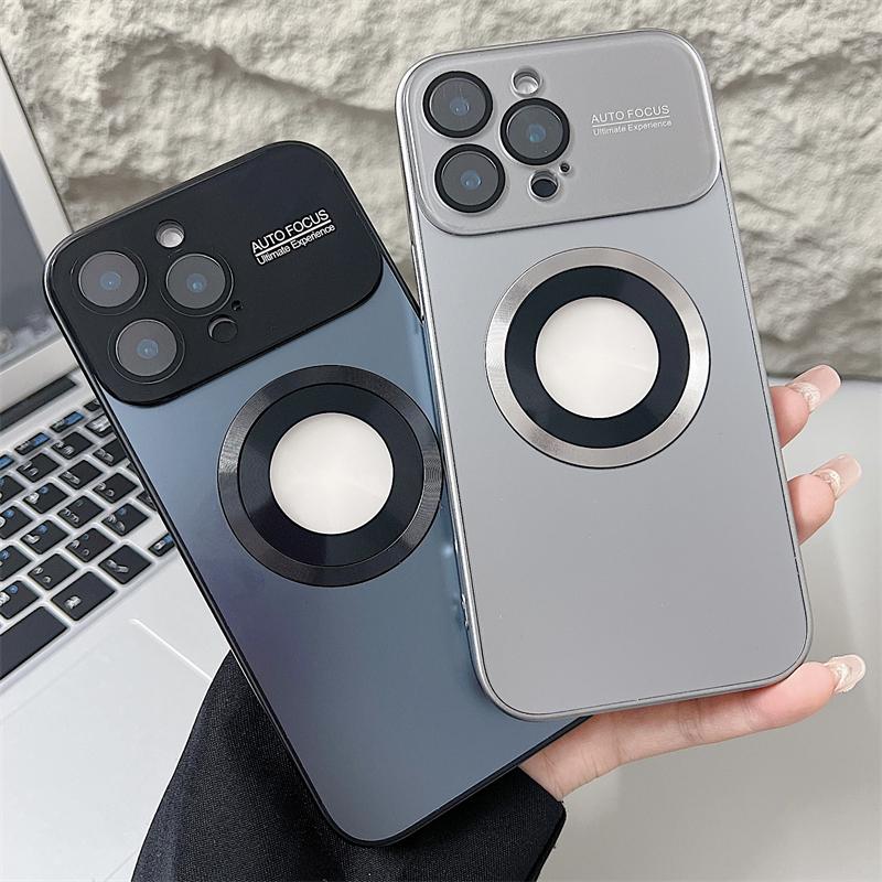 Titanium Alloy Texture Lens Protection Case For iPhone 17 16 15 14 Plus 13 12 Pro Max High-end Magnetic Simple for Magsafe Cover