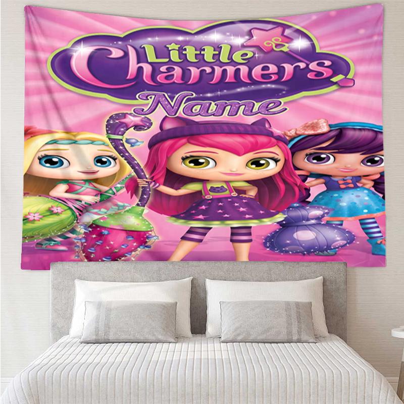 Custom Name Little Charmers Print Tapestry, Backdrop, Easy Setup, Ideal for Bedroom, Office & Living Room, with Aesthetic Wall Hanging Decor.