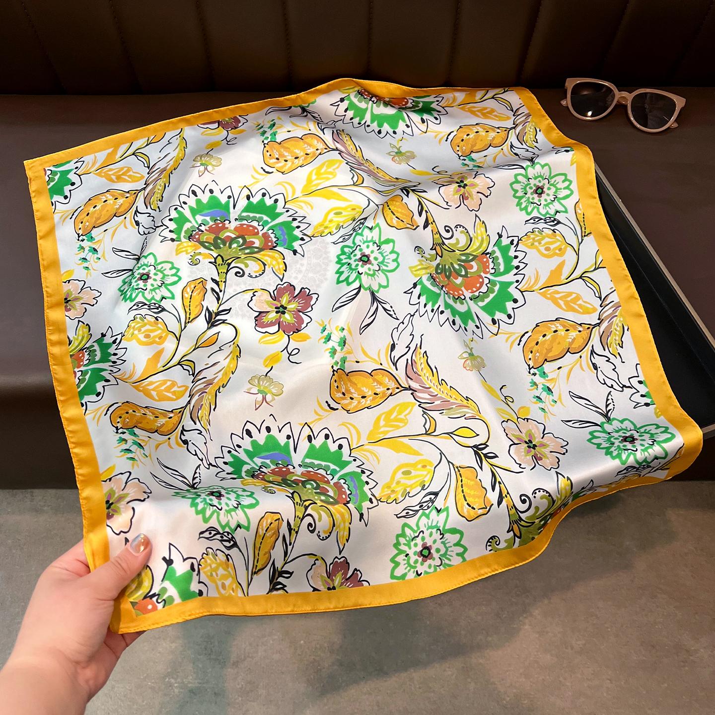Korean Style Printed Small Square Scarf Women Summer Versatile Decorative Scarf 6565cm жёлтый