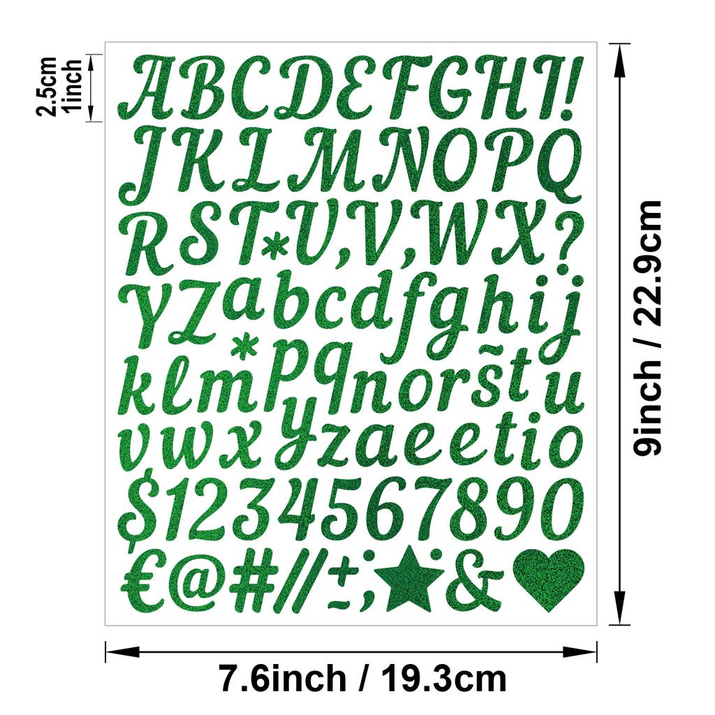 1 Inch Handwritten Letter Sticker Gold Sand Silver Sand Shiny Stout Waterproof Gift Greeting Card DIY Alphanumeric Sticker