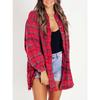 Womens Autumn and Winter Updated Style Rosted Lantern Sleeve Comfortable Fit Plaid Blouse