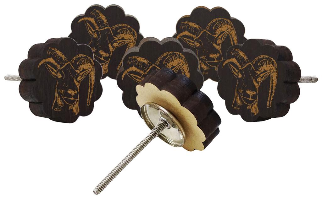 IBA Indianbeautifulart Brown Engraved Knobs Furniture Knobs Cabinet Drawer Pull Pack