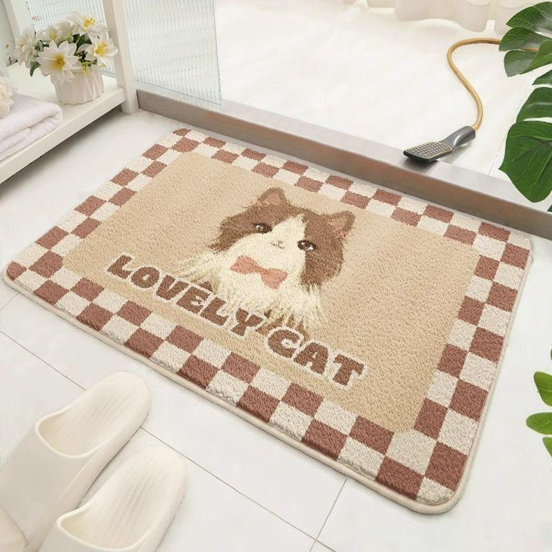 Cartoon Carpet, Bathroom Door Mat, Bathroom Absorbent Door Mat, Imitation Cashmere Quick Drying Anti Slip Foot Mat
