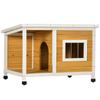 Outdoor Dog Kennel In Fir Wood with Covered Veranda and Tilting Roof, 85.5x62x60 Cm, Multicolored