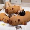 Kuscheliges Capybara-Plüschtier, gefüllte Capybara-Plüschpuppe, langes Schlafkissen, Sofakissen, Weihnachts- und Geburtstagsgeschenk für Jungen und Mädchen