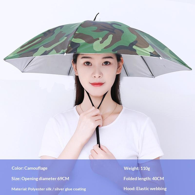 Portable Foldable Umbrella Hat UV Protection Waterproof Hands-Free Shade For Gardening Fishing Hiking Camping Outdoor