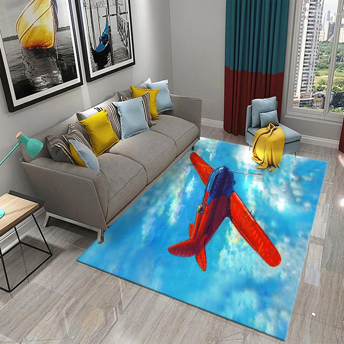 

3D Красочный Ковер-картина маслом с самолетом для декора гостиной, спальни, коврики для ванной, кухни, нескользящий коврик для пола, ковры для домашнего декора 40x60cm