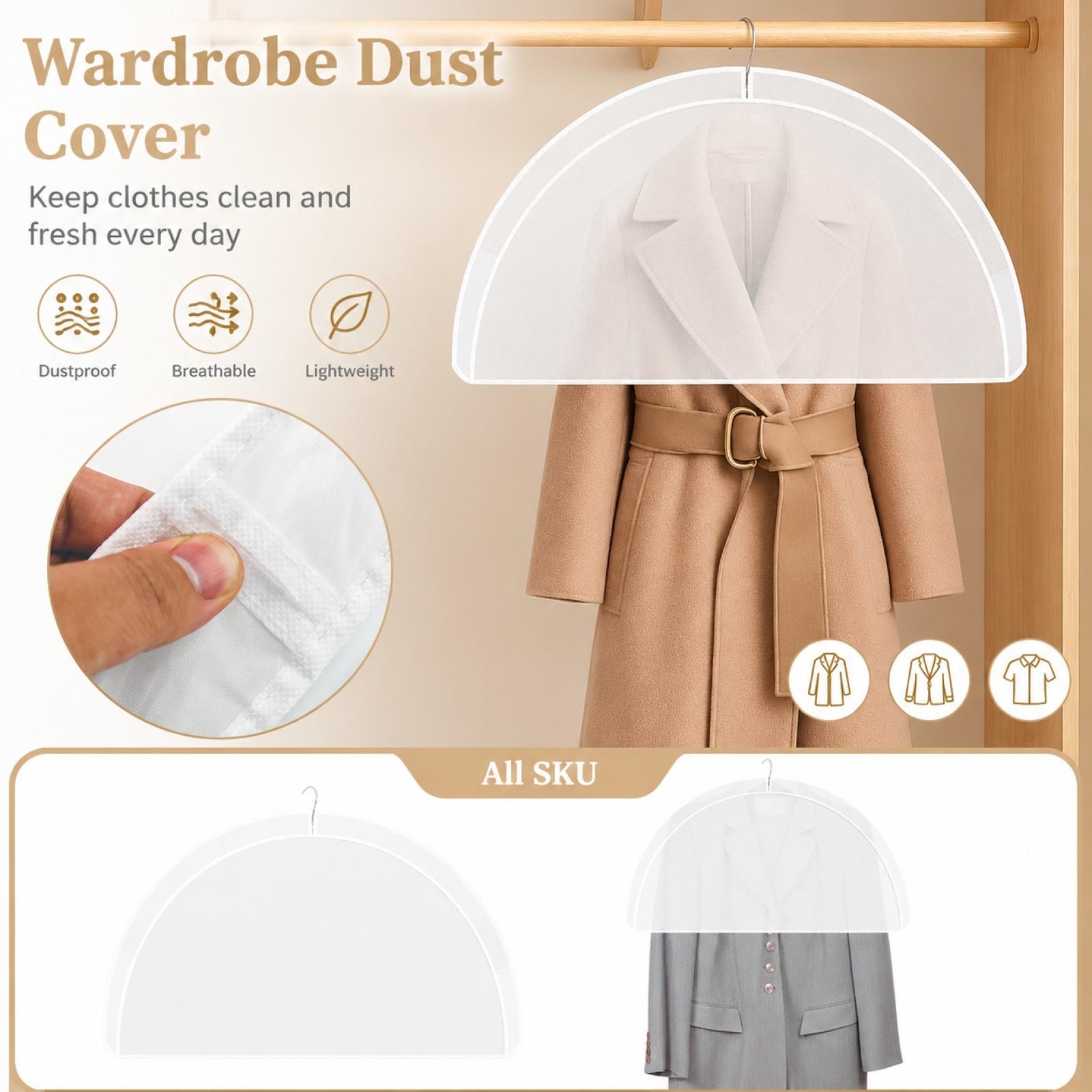 Hanging Garment Dust Cover for Closet Storage Semi Body Suit Protector Transparent Wardrobe Organizer Shoulder Cover one size