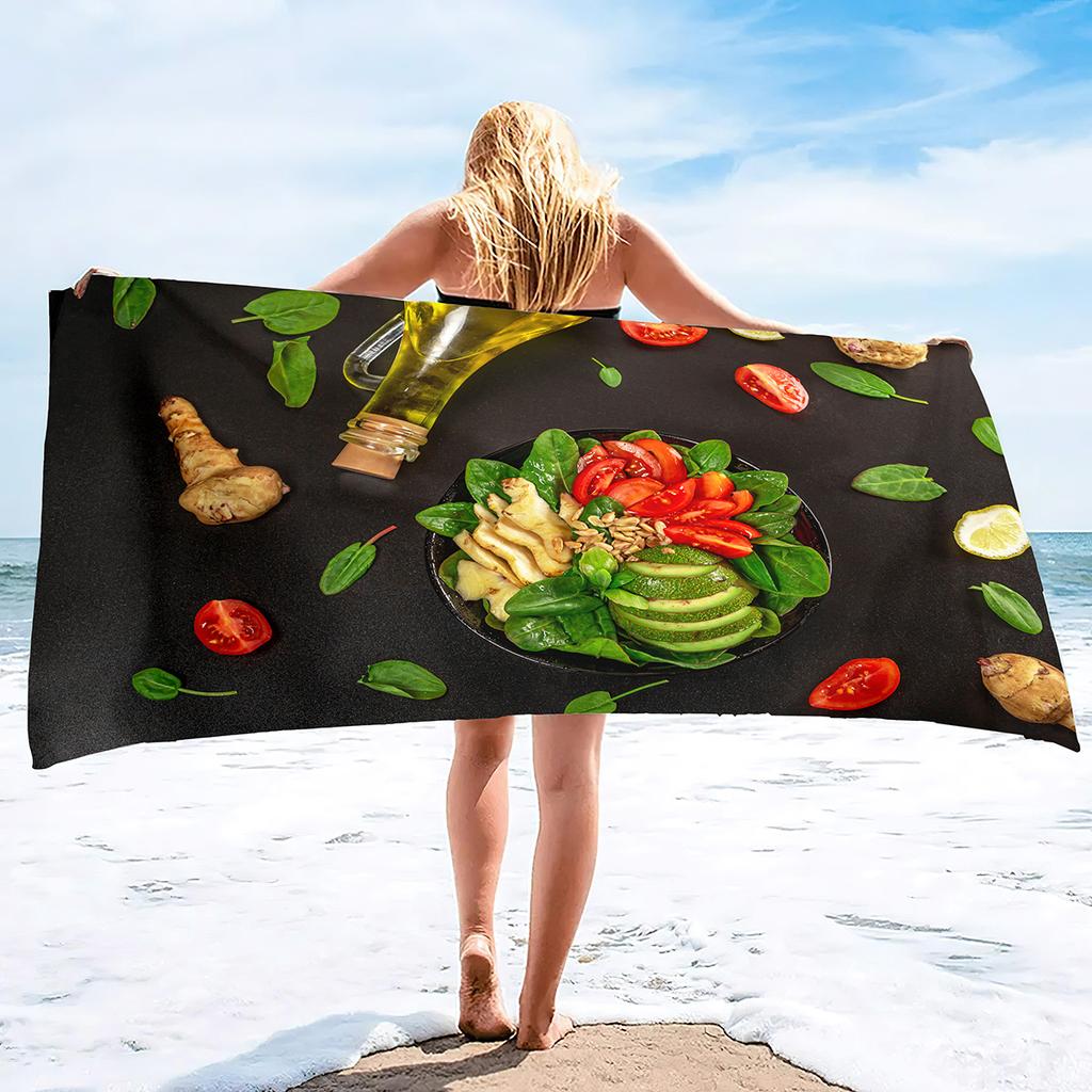 Vegetable Series Seaside Vacation Beach Towel Swimming Bath Towel Microfiber Sports Towel