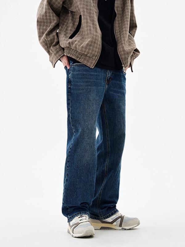 Vaqueros Rectos Elásticos de Pierna Ancha para Hombre - Versátil Casual Holgado