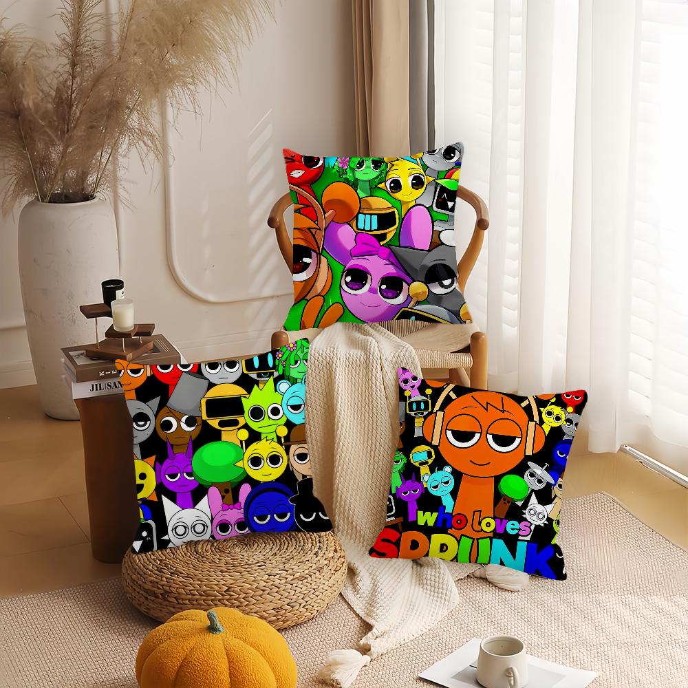 Game Sprunki Incredibox Pillow Case Home Cushion Cover Suitable For Office Sofa Car Suitable For All Seasons
