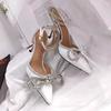 Glitter Rhinestones Pumps Ladies Sexy Crystal Bowknot High Heels Women Elegant Slim Heels  Party Wedding Pumps 36-42