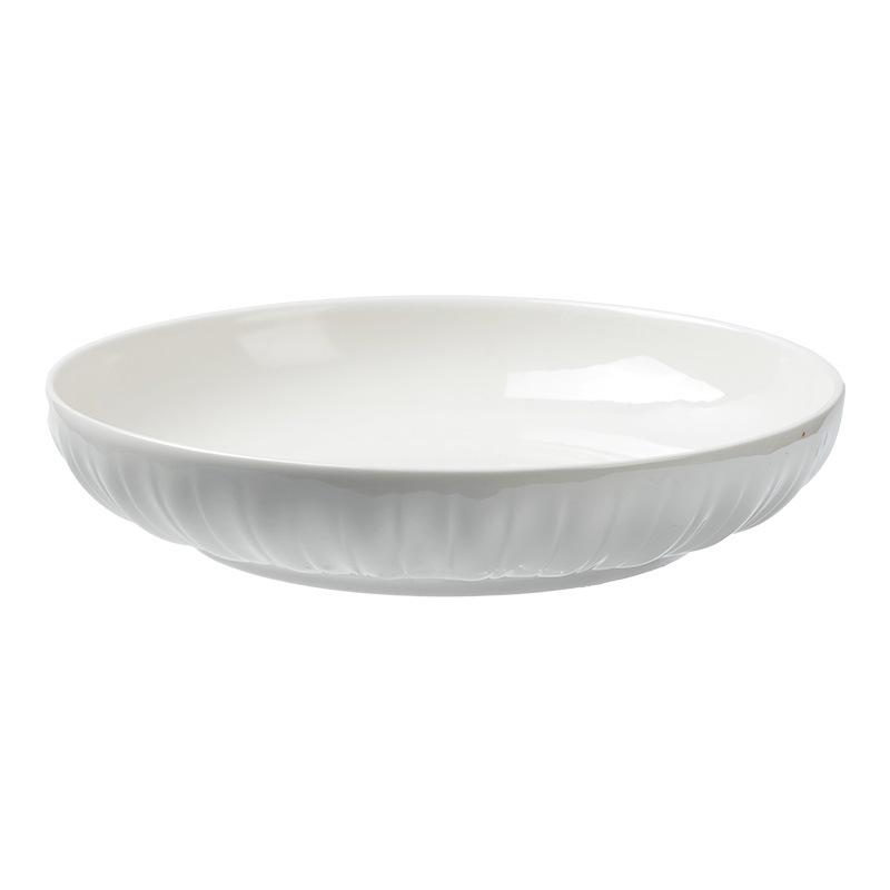Pure White Plate Household Vegetable Plate Deep Plate High-End Ceramic Plate Simple Tableware Round Plate