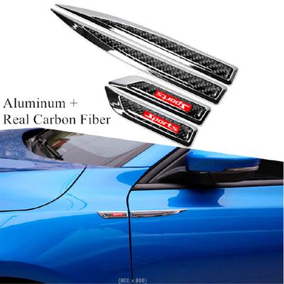 1 Pair Carbon Fiber Car Side Body Fender Trims Decoration Sticker Decals Emblem