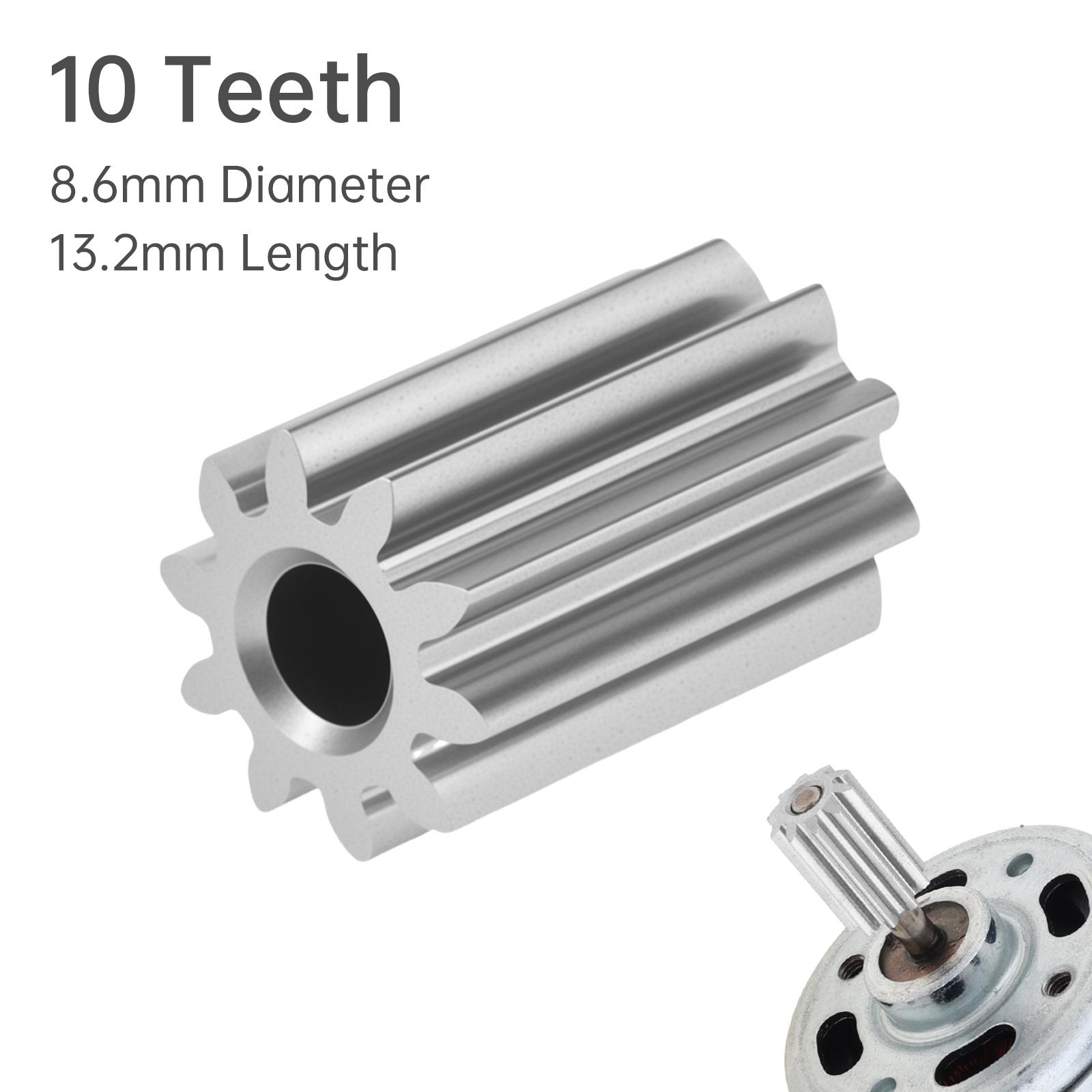 

Replacement 10T Motor Gear for RS550 RS555 Motors - 8.6mm x 13.2mm Size with 3.2mm Hole - Wear-Resistant Kids Ride On Car Toy Parts
