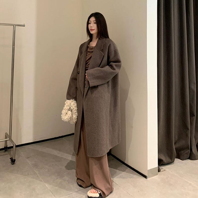 Woolen coat women's medium and long autumn and winter foreign style thickened coat