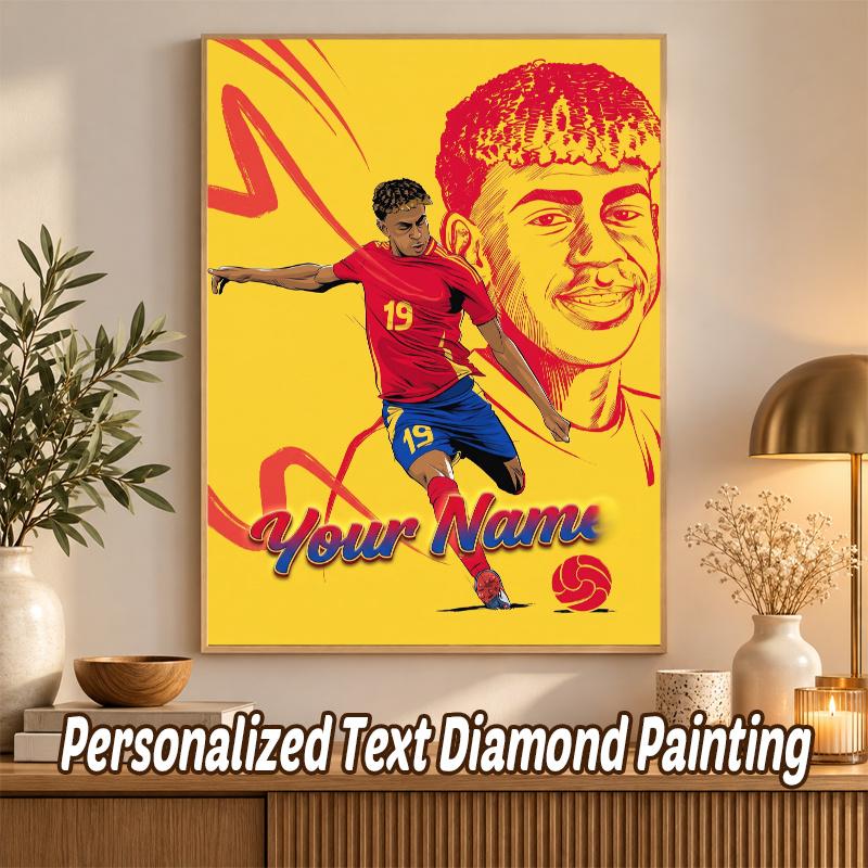 Lamine Yamal Custom Name Text 5D Diamond Painting Kit DIY Full Drill Diamond Art Decoration