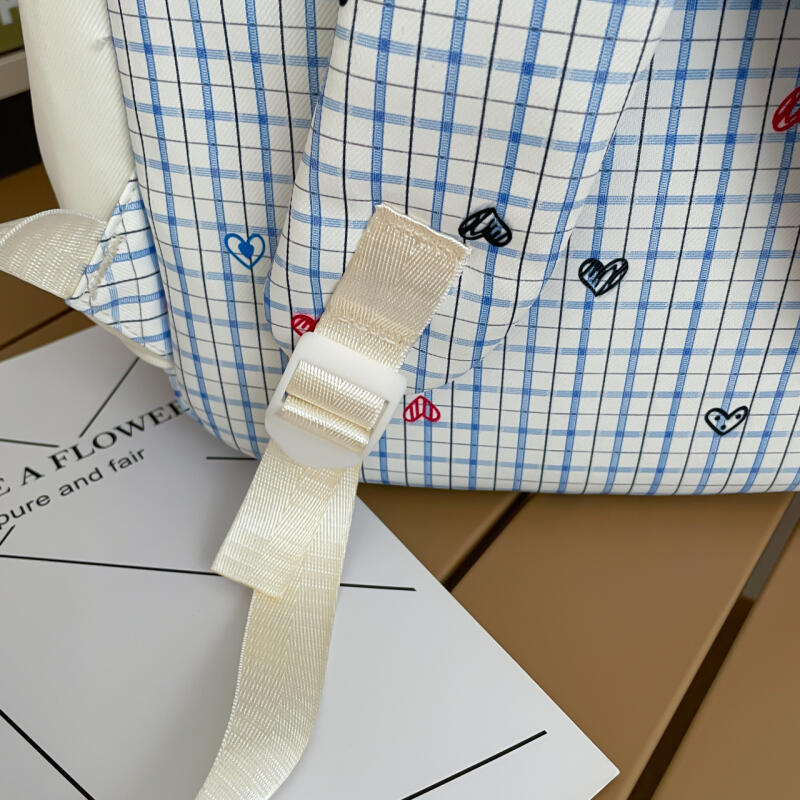 Karrierten Rucksack Große Kapazität Schülertasche Schultasche Damenrucksack