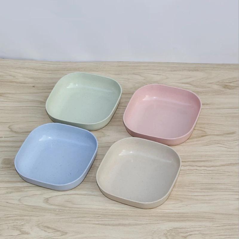 Wheatgrass Tableware Set Portable Tableware Plate Set Picnic Tableware Bowl Plate Set Environmental Plate Plastic