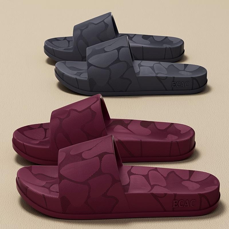 Classic Slippers, Moire Pattern EVA Indoor/Outdoor Slip-On Sandals, Round Toe Non-Slip Sole Odor-Resistant Insole, for Men, All-Season House Slippers