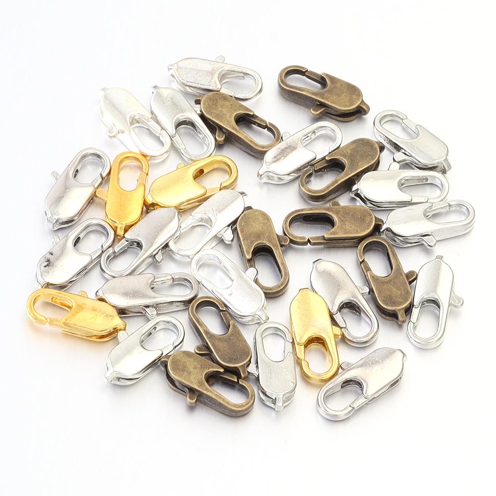 50Pcs/lot Copper Alloy Lobster Clasp Hooks 12x5mm Flat Snap Clasps For Jewelry Making Supplies DIY Necklace Key Chain Wholesale
