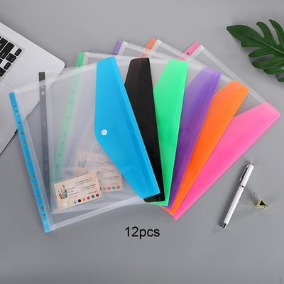 12x A4 Binder Pockets Portable Snap Lock Bags Home Contract Storage Folders