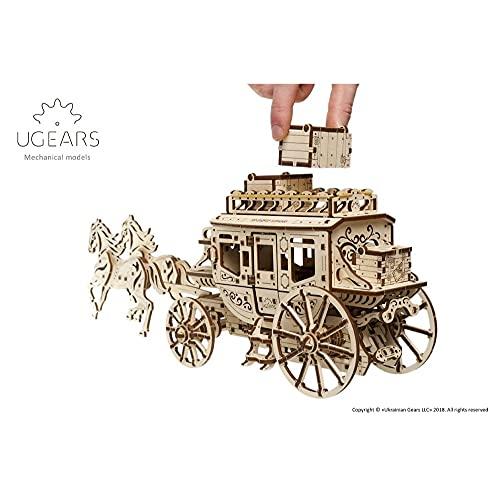 UGEARS Historisk postvogn DIY-modellsett - Enkel og omfattende mekanikk