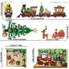 Christmas 24 Day Countdown Calendar Tree Santa Claus Train Model Building Block DIY Bricks Toys for Children Adult Gift