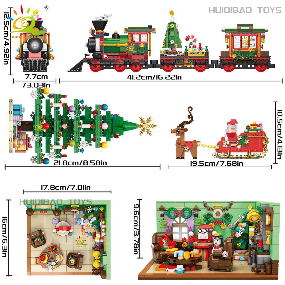 Christmas 24 Day Countdown Calendar Tree Santa Claus Train Model Building Block DIY Bricks Toys for Children Adult Gift