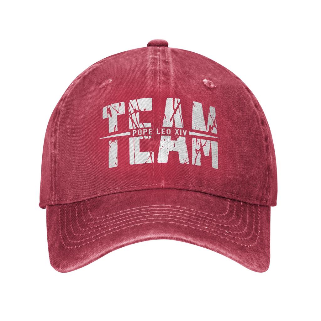Soft Team Pope Leo XIV Baseball Caps Unisex Women Distressed Denim Washed Sun Cap Cardinal Robert Prevost Outdoor Adjustable Hat