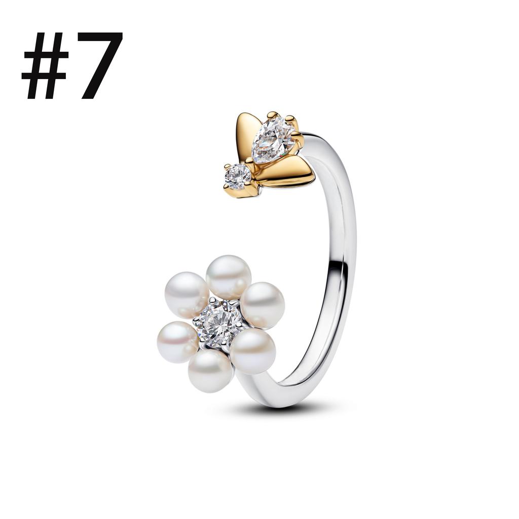Luxury Original 925 Silver Heart-shaped Bow Flower Ring Fit Women's High-end Jewelry Parties Valentine's Day Gifts