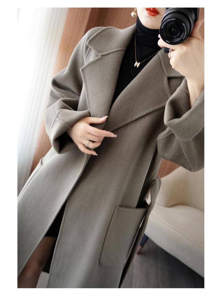 2023 Women's Mid-Length Oversized Double-Faced Cashmere Wool Coat