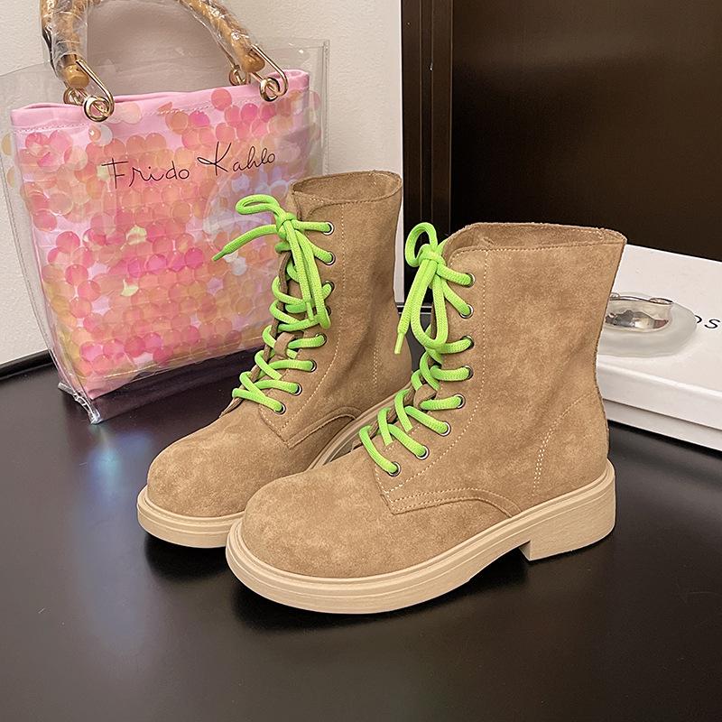 Soft Leather Platform Martin Boots Women's Summer Thin New Tooling Boots Outdoor Mountaineering Locomotive Short Boots