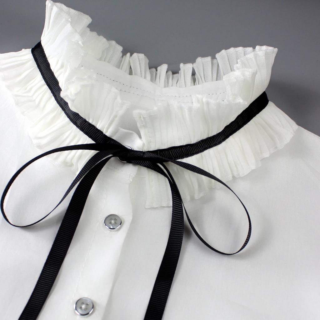 1 Renaissance Damen Akkordeonspitze plissiert Stehkragen Fliege Hemd falscher Kragen Accessoire für Frühling, Sommer, Herbst, an