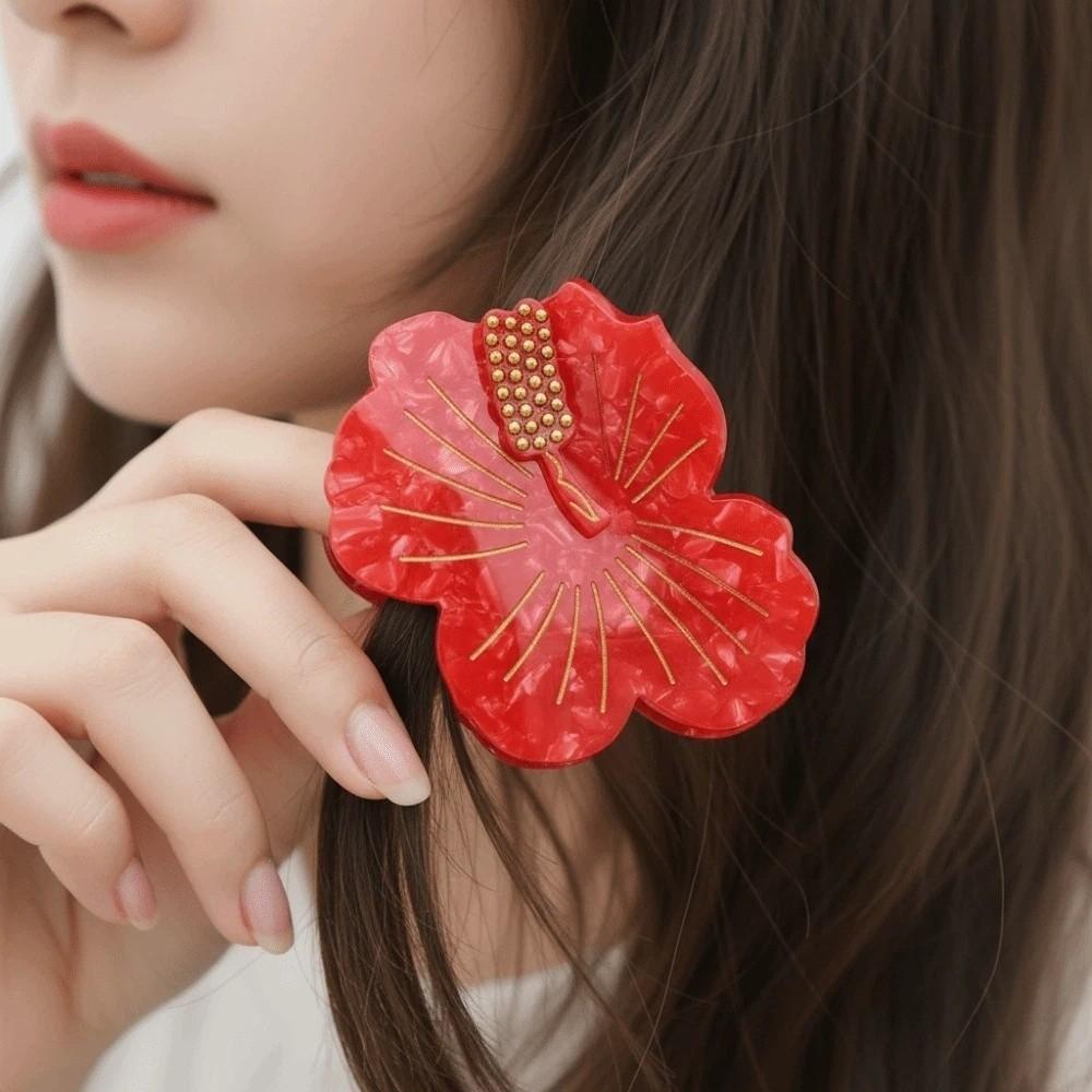 Japanese Style Peach Blossom Shark Clip Sweet Flower Hairgrips Acetic Acid Hair Claw  Women