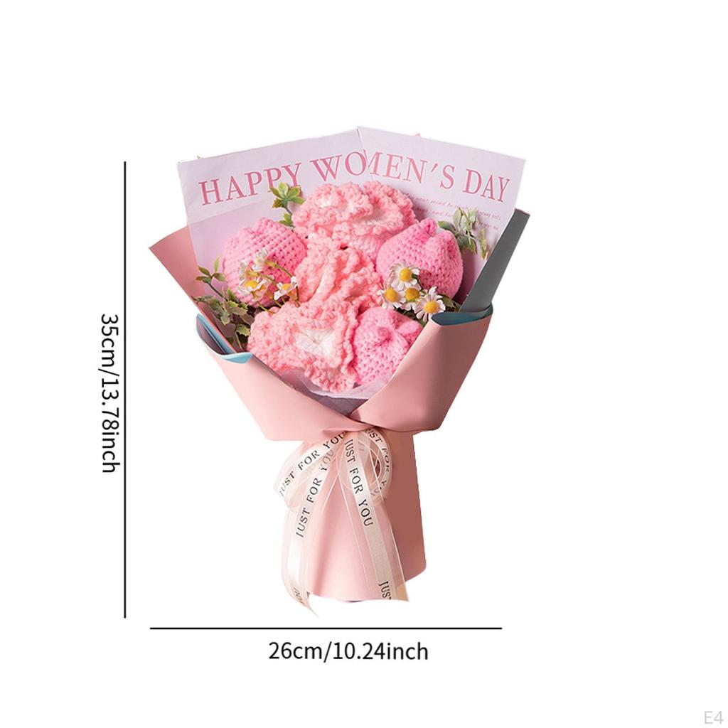 Crochet Flowers Knitted Artificial Completed Ornament Artwork Mother's Day Gift for