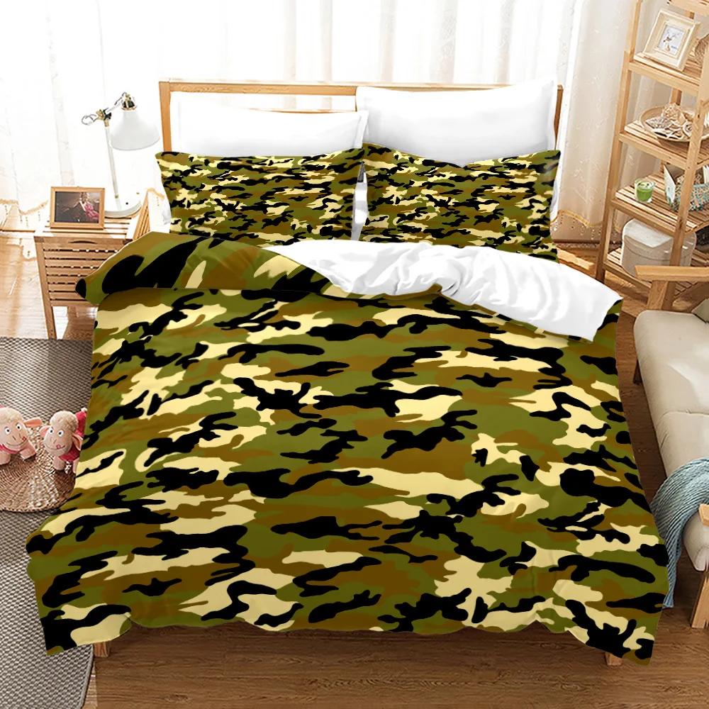 3PCS Single-sided Printed Series Camouflage Russian Printing Duvet Cover BeddingSet Comfortable Breathable Sheet  Comforter