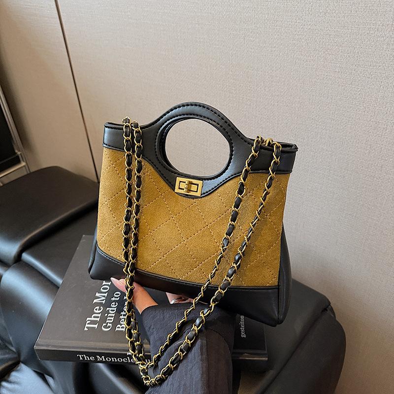 Rhombus Chain Bag Women's New Fashion Contrasting Color Versatile Shoulder Messenger Bag Fashion Handbag