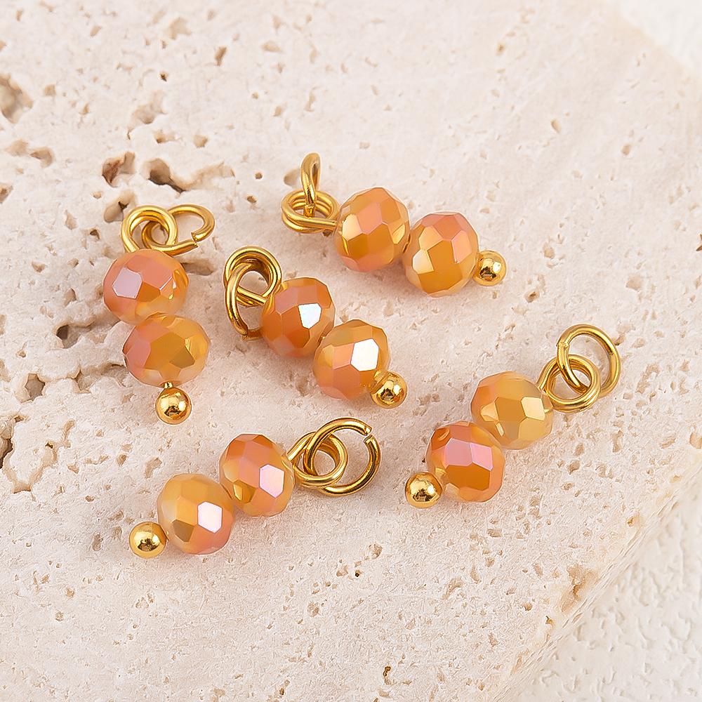 5pcs Multi-faceted Colored Double-bead Stainless Steel Pendant Compact and Exquisite for DIY Hairpin Pendant Accessory Materials