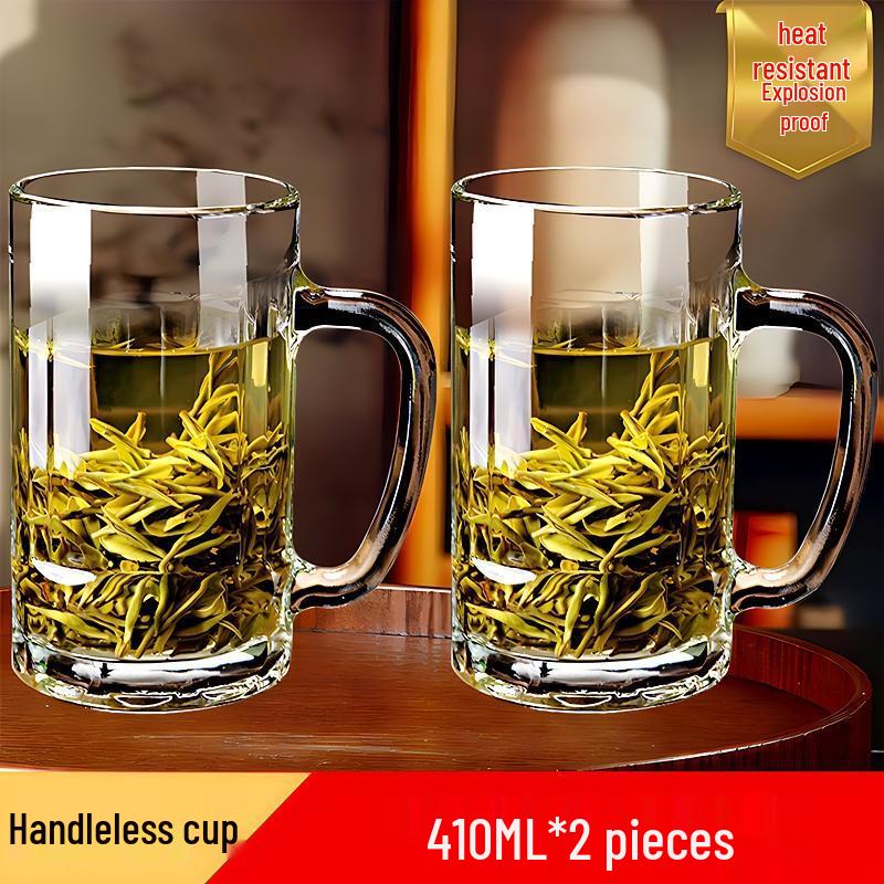 HANDUNYOU Heat-Resistant Glass Teacups with Handle (Set of 2)