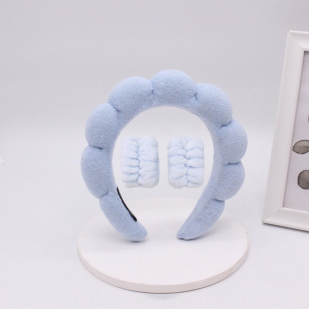 3Pcs Coral Fleece Washing Wristbands Terry Cloth Puffy Headband Spa Sponge Headband for Washing Face Makeup Shower Skincare
