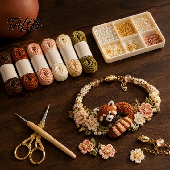 Fournitures pour la fabrication de bracelets Kit Animal Tissé DIY, Kit Fait Main Renard Chat Cerf Oiseau Loisirs Créatifs, Ensemble Crochet Floral pour Débutants Adultes Arts et Artisanat