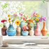 Flower Vase Window Cling Removable Waterproof PVC Floral Plants Container Static Glass Sticker Home Living Room Bedroom Decoration Decal