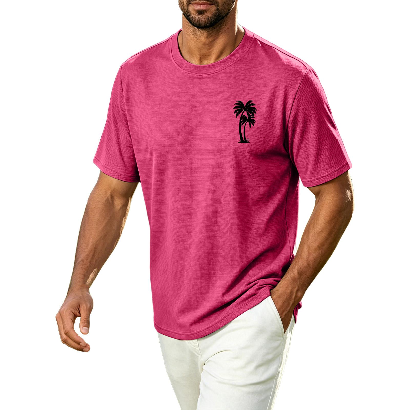 

Men s Hawaiian Print Casual Crew Neck T-Shirt Breathable Quick Dry Short Sleeve Tee for Sports and Outdoor Activities L