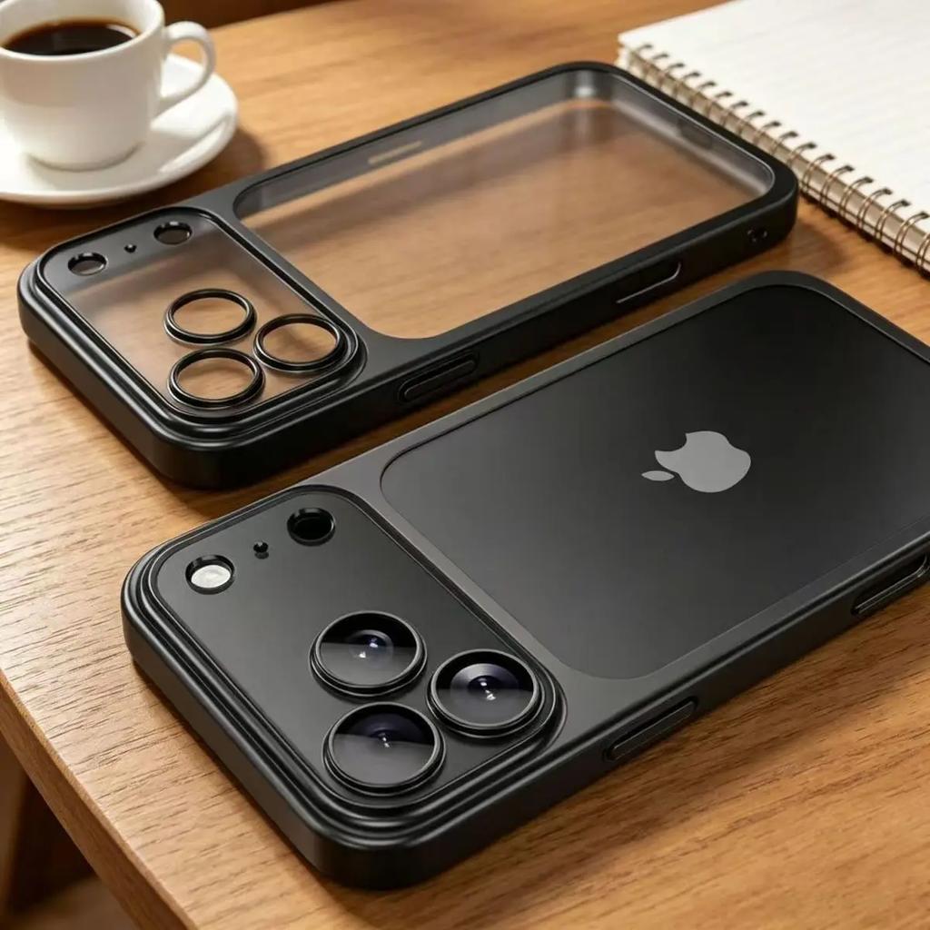 Luxury Plating Color PC Transparent Phone Case for IPhone Air 18 17 16 15 14 13 Pro Max Lens Protection Matte Back Hard Cover